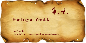 Heninger Anett névjegykártya